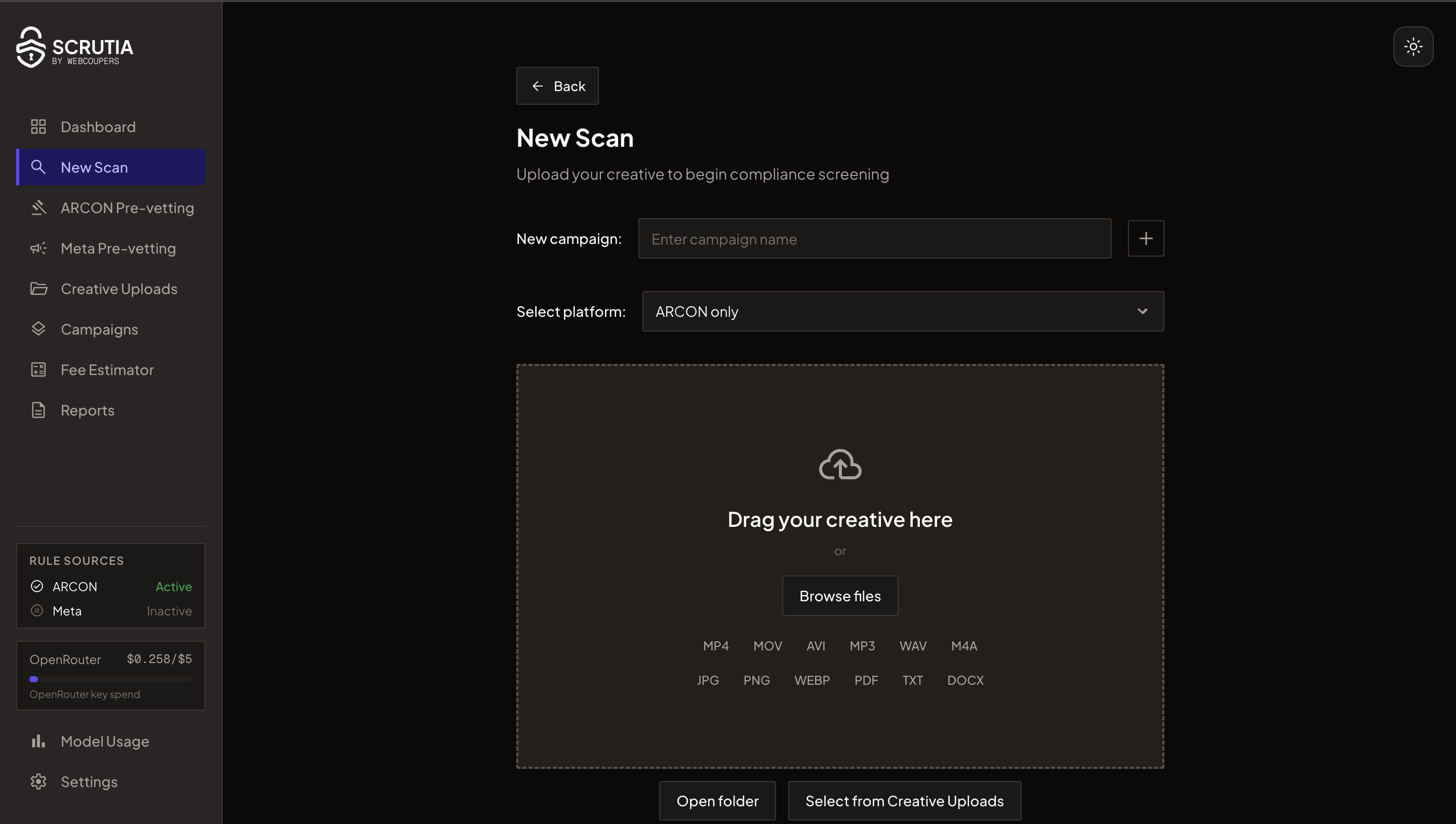 Upload your asset — Scrutia